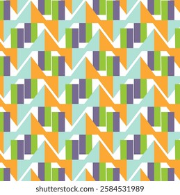 Abstract Seamless Geometric pattern. Colorful geometrical pattern of triangles. Triangular pattern vector. Design for fashion, fabric, textile, wallpaper, cover, web , wrapping and all textile prints.