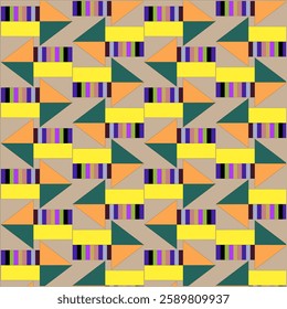 Abstract Seamless Geometric pattern. Colorful geometrical pattern of triangles. Triangular art Design for fashion, fabric, textile, wallpaper, background, duvet cover, web, wrapping, and pottery print