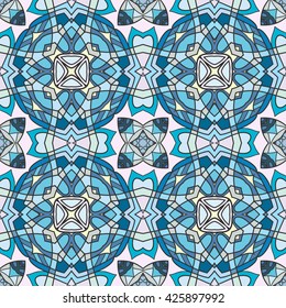 Abstract seamless geometric pattern. Colorful graphic floral seamless background with endless repeating texture. Tribal ethnic arabic, indian, turkish ornament, doodle vector illustration.