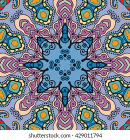 Abstract seamless geometric pattern. Colorful graphic floral seamless background with repeating texture. Tribal ethnic arabic, indian, turkish ornament, doodle vector illustration.