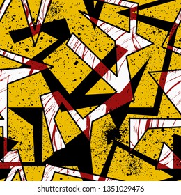 Abstract seamless geometric pattern with curved lines, dots. Grunge urban pattern for boy, girl, sport clothes, wrapping paper.