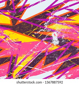 Abstract seamless geometric pattern with curved lines, dots, Shabby shape elements, colorful spray paint ink. Grunge urban pattern for boy, girl, sport clothes, wrapping paper.