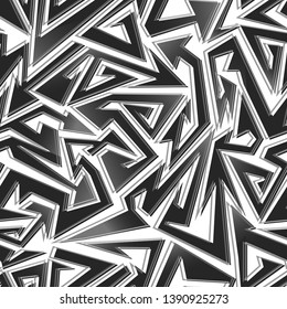 Abstract seamless geometric pattern. Curved lines, arrows repeated backdrop for sport textile, fashion clothes, wrapping paper. 