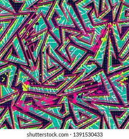 Abstract seamless geometric pattern. Curved lines, arrows repeated backdrop for sport textile, fashion clothes, wrapping paper. 