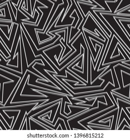 Abstract seamless geometric pattern. Curved lines, arrows repeated backdrop for sport textile, fashion clothes, wrapping paper. 