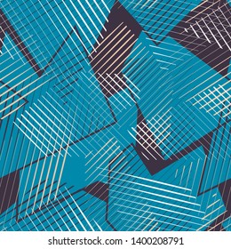 Abstract seamless geometric pattern with curved lines, dots, Shabby shape elements, colorful spray paint ink. Grunge urban pattern for boy, girl, sport clothes, wrapping paper.