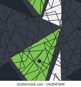 Abstract seamless geometric pattern with curved zigzag lines. Geometrical lines repeating ornament. Modern urban repeat backdrop for boy, girl, sport textile, fashion clothes.