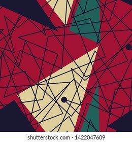 Abstract seamless geometric pattern with curved zigzag lines. Geometrical lines repeating ornament. Modern urban repeat backdrop for boy, girl, sport textile, fashion clothes.
