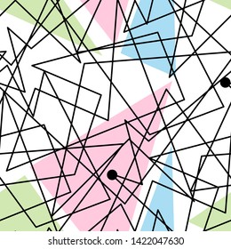 Abstract seamless geometric pattern with curved zigzag lines. Geometrical lines repeating ornament. Modern urban repeat backdrop for boy, girl, sport textile, fashion clothes.