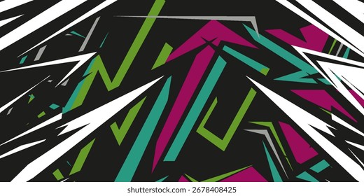 Abstract seamless geometric pattern with curved lines, dots,  Shabby shape elements, colorful spray paint ink. Grunge urban pattern for boy, girl, sport clothes, wrapping paper. Gradient colors 