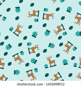 Abstract seamless geometric pattern of deer and Bush with berries. For printing, textile fabrics, backgrounds. Vector image. eps 10