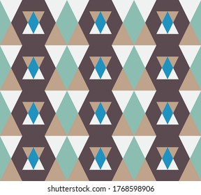 Abstract seamless geometric pattern of diamonds and triangulars. Stock vector illustration for web and print, scrapbooking, wrapping paper, textile, wallpaper and backgound