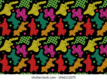 Abstract Seamless Geometric Pattern, Doodle Concept, with a colorful bright design.
