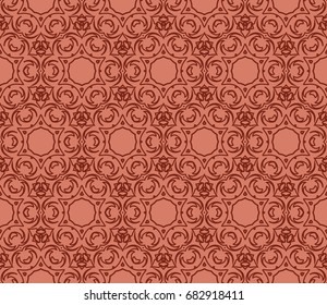 abstract seamless geometric pattern with floral shape. vector illustration. brick tone color