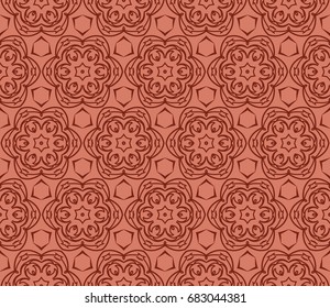 abstract seamless geometric pattern with floral shape. vector illustration. brick tone color