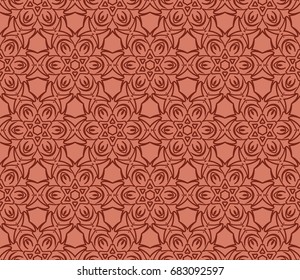 abstract seamless geometric pattern with floral shape. vector illustration. brick tone color