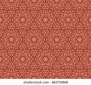 abstract seamless geometric pattern with floral shape. vector illustration. brick tone color