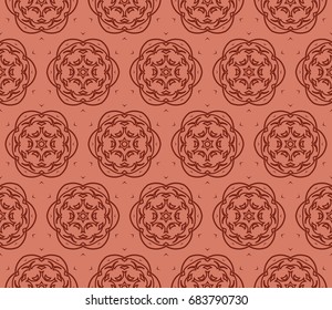 abstract seamless geometric pattern with floral shape. vector illustration. brick tone color