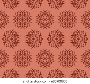 abstract seamless geometric pattern with floral shape. vector illustration. brick tone color