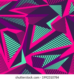 Motif géométrique abstrait harmonieux. Impression géométrique répétée avec des flèches de ligne et des lignes courbes. 