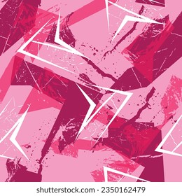 Abstract seamless geometric pattern. Geometrical textured print. Cover grunge background. Monochrome Pink ornament with arrows