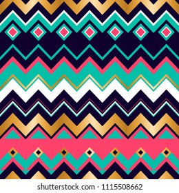 Abstract seamless geometric pattern for girl, fashion textile, clothes, wrapping paper. Ethnic ornament. zigzag repeat lines backdrop for fashion textile, clothes, wrapping paper. Gold gradient 