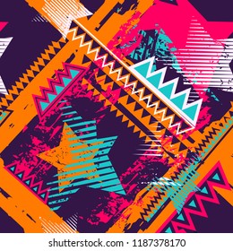 Abstract seamless geometric pattern for girl, boy, sport textile clothes, wrapping paper.  Repeated backdrop. 