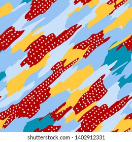 Abstract seamless geometric pattern for girls. Boys, teenagers, sportswear. Grunge urban background. Modern creative design. Chaotic repetitive background. Forms of dots, lines, ink, paint, marker