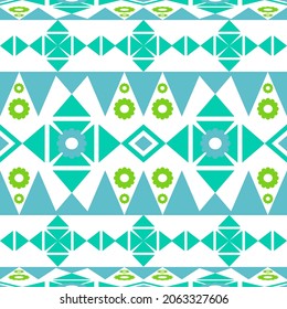 Abstract seamless geometric pattern, green tone, triangle and round shape.