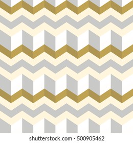 Abstract seamless geometric pattern in grey, golden and white color. Vector.