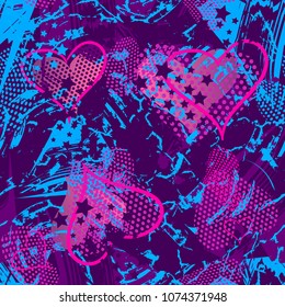 Abstract seamless geometric pattern. Grunge urban repeats backdrop for bot, sport textile, clothes, wrapping paper. monochrome textured wallpaper. brush track silhouette elements. 