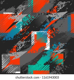 Abstract seamless geometric pattern. Grunge repeated backdrop for sportish textile, clothes, wrapping paper. 