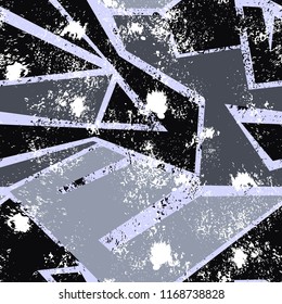 Abstract seamless geometric pattern. grunge urban repeated backdrop for boy, textile, wrapping paper. Curved lines, Shabby texture. monochrome blue background. Halftone colors