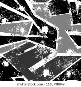 Abstract seamless geometric pattern. grunge urban repeated backdrop for boy, textile, wrapping paper. Curved lines, Shabby texture. monochrome background.