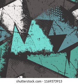 Abstract seamless geometric pattern. Grunge urban repeated backdrop for textile, wrapping paper.