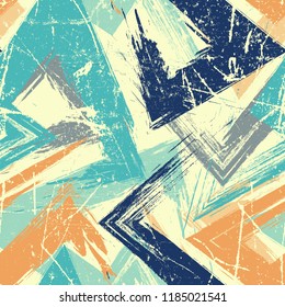 Abstract seamless geometric pattern. Grunge urban repeated backdrop for textile, wrapping paper.