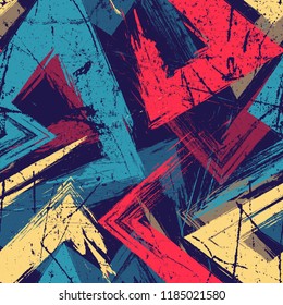 Abstract seamless geometric pattern. Grunge urban repeated backdrop for textile, wrapping paper.