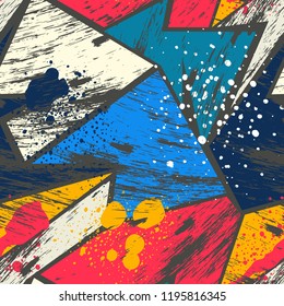 Abstract seamless geometric pattern. Grunge urban repeated backdrop for textile, wrapping paper.