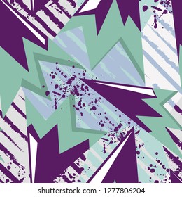 Abstract seamless geometric pattern. Grunge urban repeated backdrop for boys, textile, wrapping paper. Lines elements, triangles.