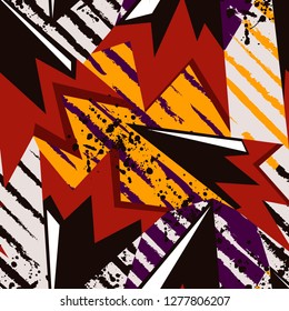 Abstract seamless geometric pattern. Grunge urban repeated backdrop for boys, textile, wrapping paper. Lines elements, triangles.