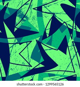 Abstract seamless geometric pattern. Grunge urban repeated backdrop for boys, textile, wrapping paper. Lines elements, arrows.