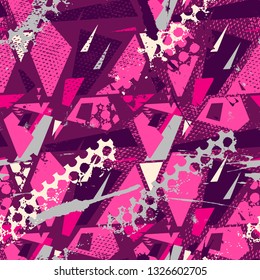 Abstract seamless geometric pattern. Grunge urban repeated backdrop for boys, textile, wrapping paper.