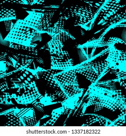 Abstract seamless geometric pattern. Grunge textured wallpaper. Geometrical repeated backdrop for boy, sport textile, clothes, wrapping paper.