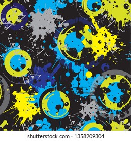 Abstract seamless geometric pattern. Grunge textured wallpaper. Geometrical repeated backdrop for boy, sport textile, clothes, wrapping paper.