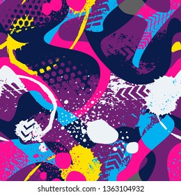 Abstract seamless geometric pattern. Grunge urban repeated backdrop for boys, textile, wrapping paper.
