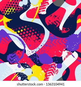 Abstract seamless geometric pattern. Grunge urban repeated backdrop for boys, textile, wrapping paper.