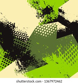 Abstract seamless geometric pattern. Grunge urban repeated backdrop for boys, textile, wrapping paper.