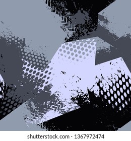 Abstract seamless geometric pattern. Grunge urban repeated backdrop for boys, textile, wrapping paper.