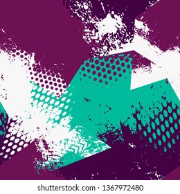 Abstract seamless geometric pattern. Grunge urban repeated backdrop for boys, textile, wrapping paper.