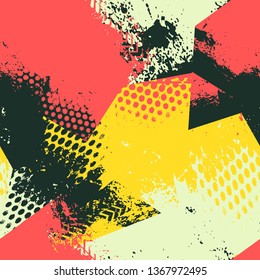 Abstract seamless geometric pattern. Grunge urban repeated backdrop for boys, textile, wrapping paper.